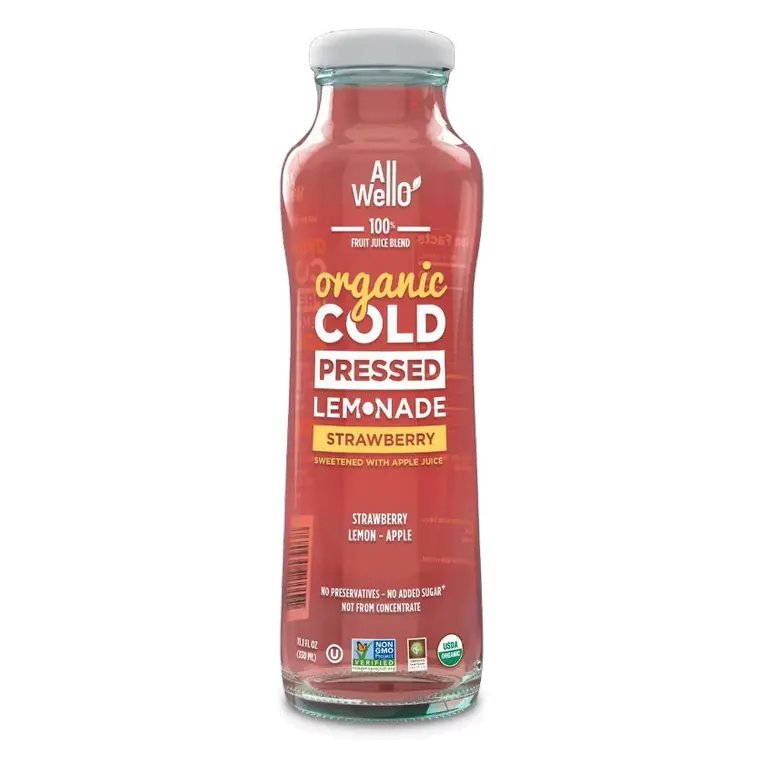 Allwello Organic Cold-Pressed Strawberry Lemonade, 11.1 fl oz