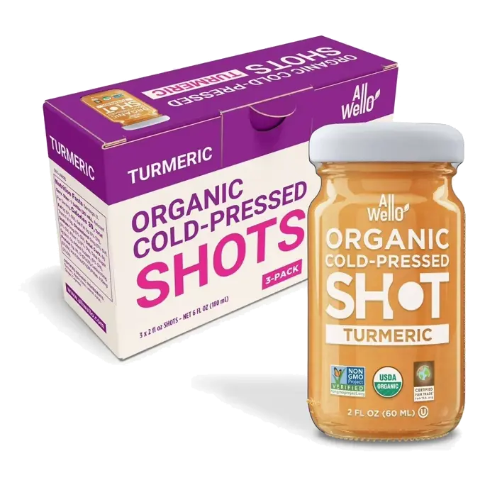 AllWellO Organic Cold-Pressed Turmeric Shots, 3pk