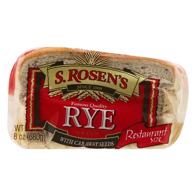 S. Rosen's Restaurant Size Rye Bread with Caraway Seeds 24 oz