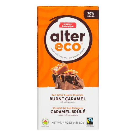 Organic Dark Chocolate Bar Burnt Salted Caramel 80 g