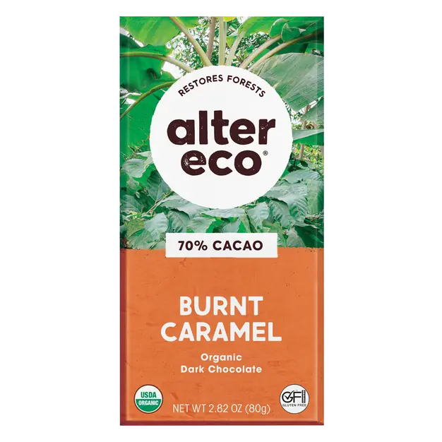 Organic Deep Dark Salted Burnt Caramel Chocolate Candy Bar