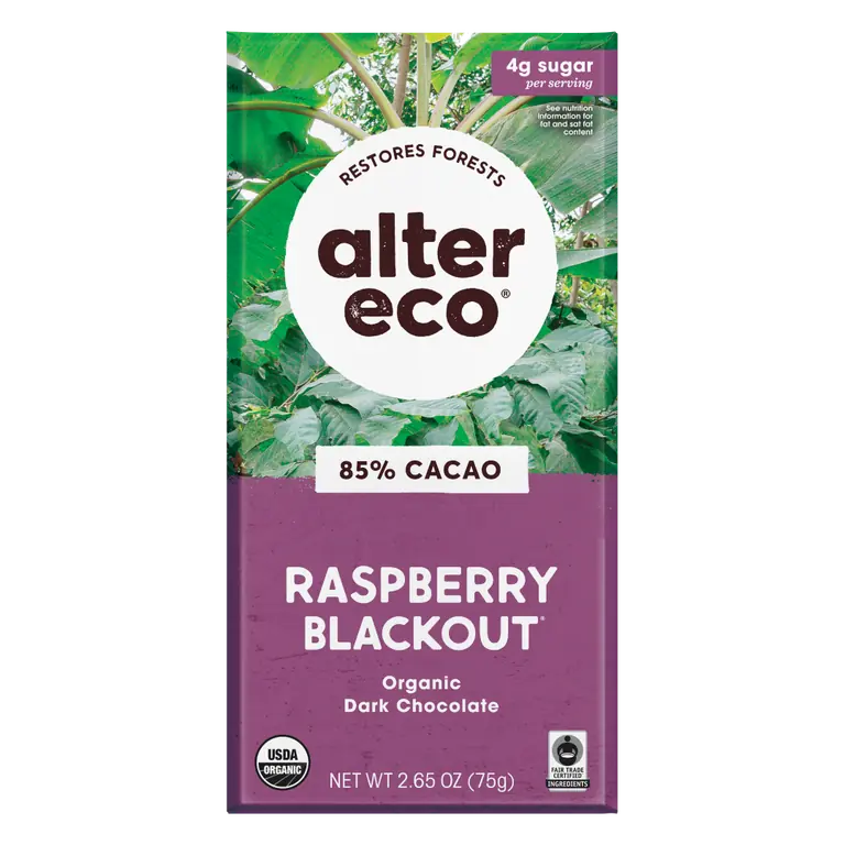 Raspberry Blackout 85% Cacao Organic Dark Chocolate