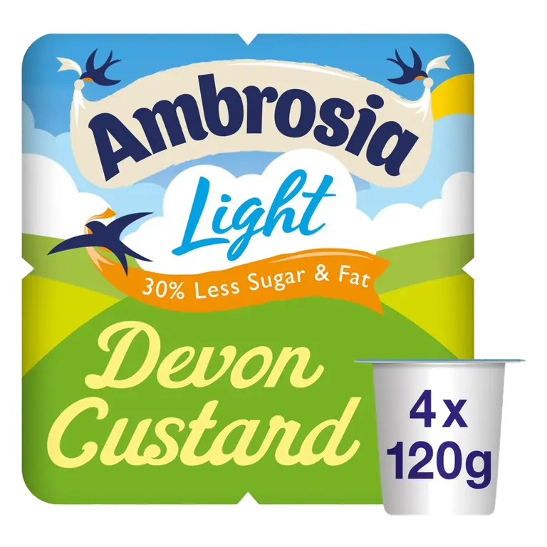 Light Low Fat & Reduced Sugar Custard Dessert Snack Pots 4 x 120g