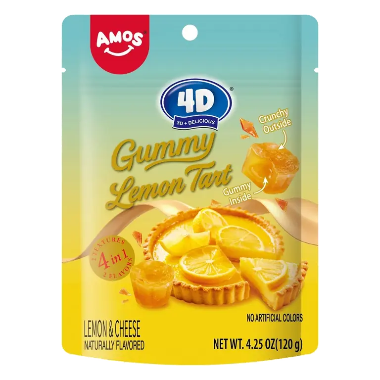 AMOS 4D Desert Gummy Lemon Tart Candy, 4.25oz
