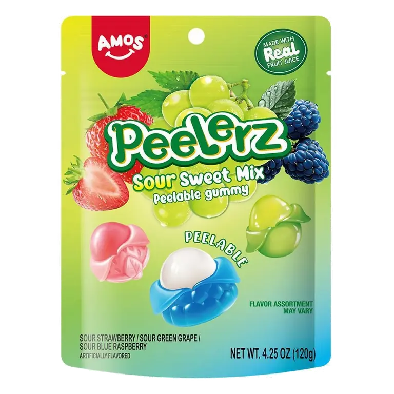 AMOS Peelerz Sweet and Sour Mix Gummy Candy, 4.25oz