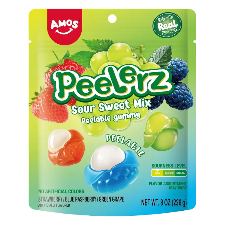 AMOS Peelerz Sweet and Sour Mix Gummy Candy, 8oz