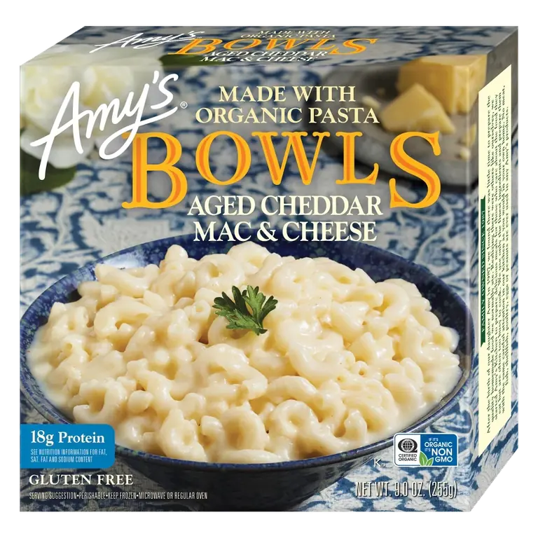 Amy's Frozen Gluten Free Aged Cheddar Mac & Cheese Bowl, 9oz