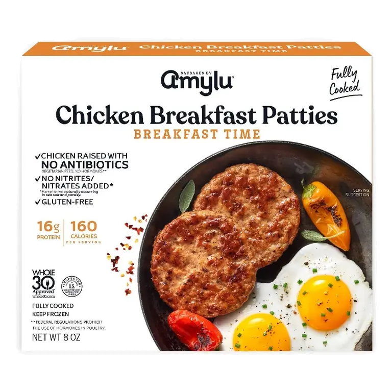 Amylu Foods Chicken Sausage Frozen Breakfast Time Patties, 8oz