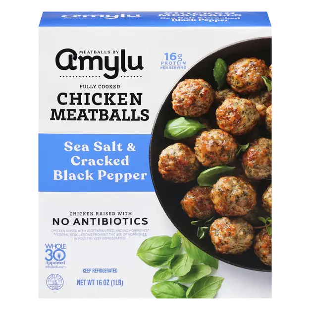 Fully Cooked Sea Salt & Cracked Black Pepper Chicken Meatballs