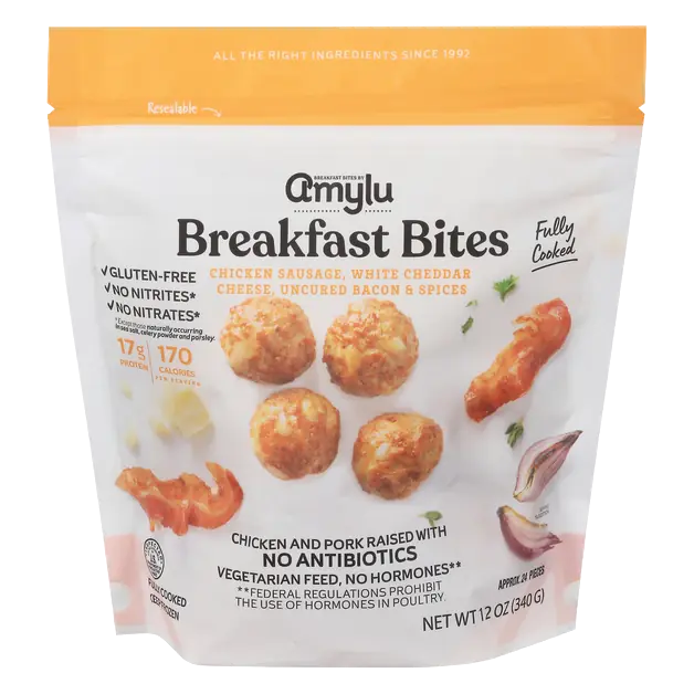 Gluten Free Chicken Sausage Cheddar & Bacon Breakfast Bites Frozen