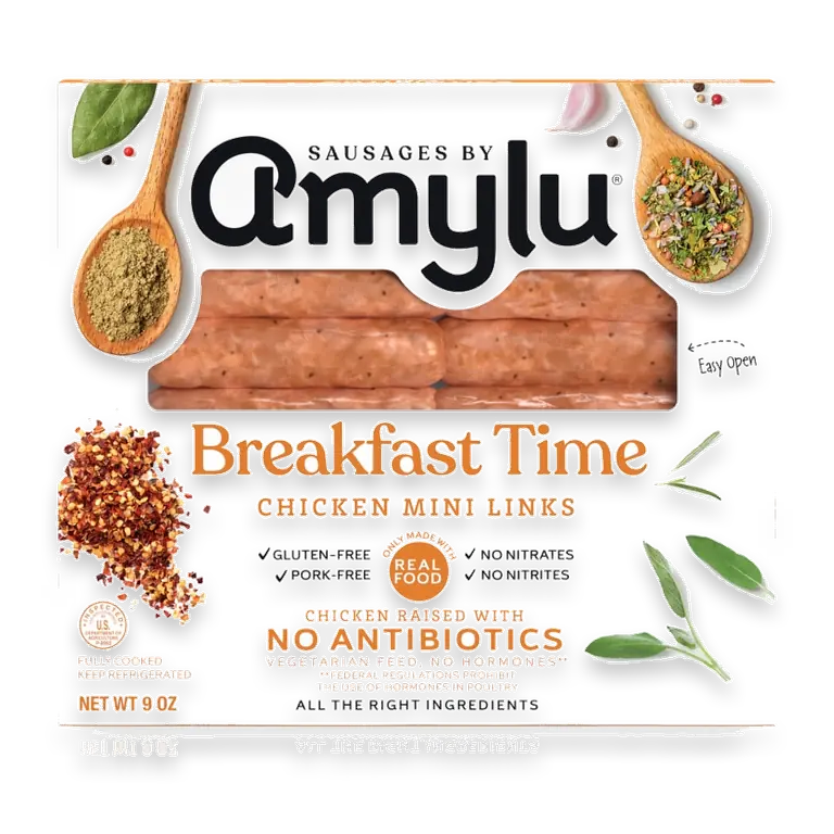 Sausages by Amylu Amylu Foods Breakfast Time Mini Chicken Sausage Links