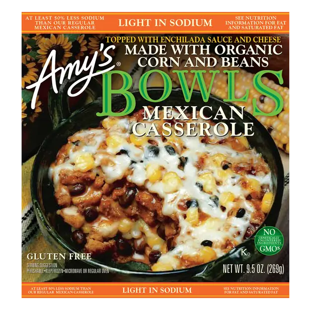 Bowls Organic Gluten Free Light Sodium Mexican Casserole Frozen Meal