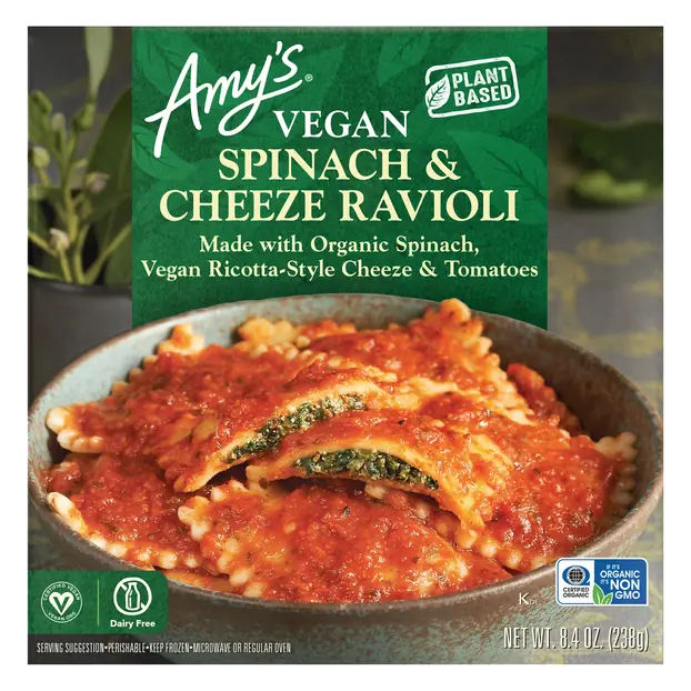 Bowls Organic Vegan Spinach & Cheeze Ravioli Plant-Based Frozen Meal