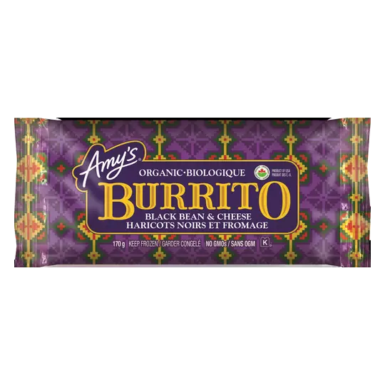 Organic Frozen Burrito Black Bean With Cheese 170 g