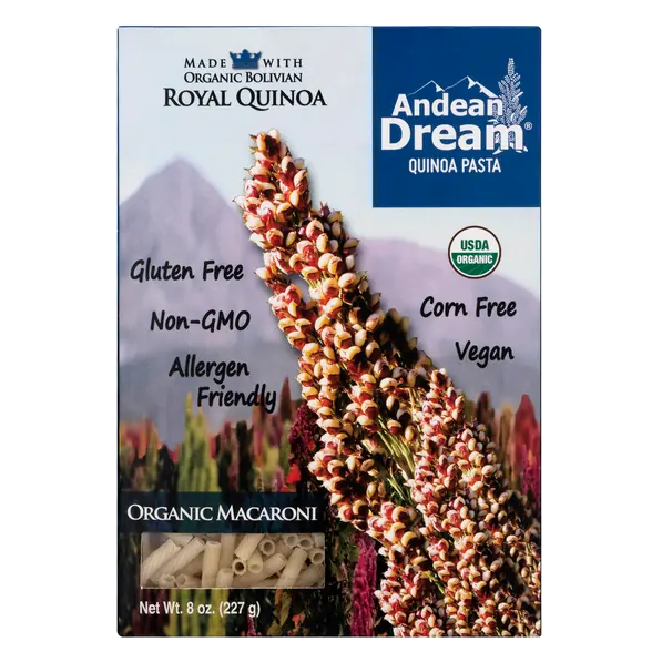 Andean Dream Organic Gluten Free Vegan Quinoa Macaroni Pasta