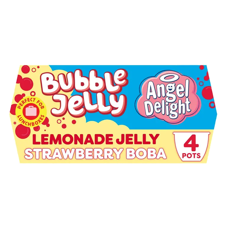 4 x Lemonade Jelly & Strawberry Boba Bubble Dessert Snack Pots