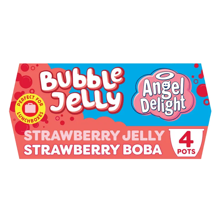 4 x Strawberry Jelly & Strawberry Boba Bubble Dessert Snack Pot