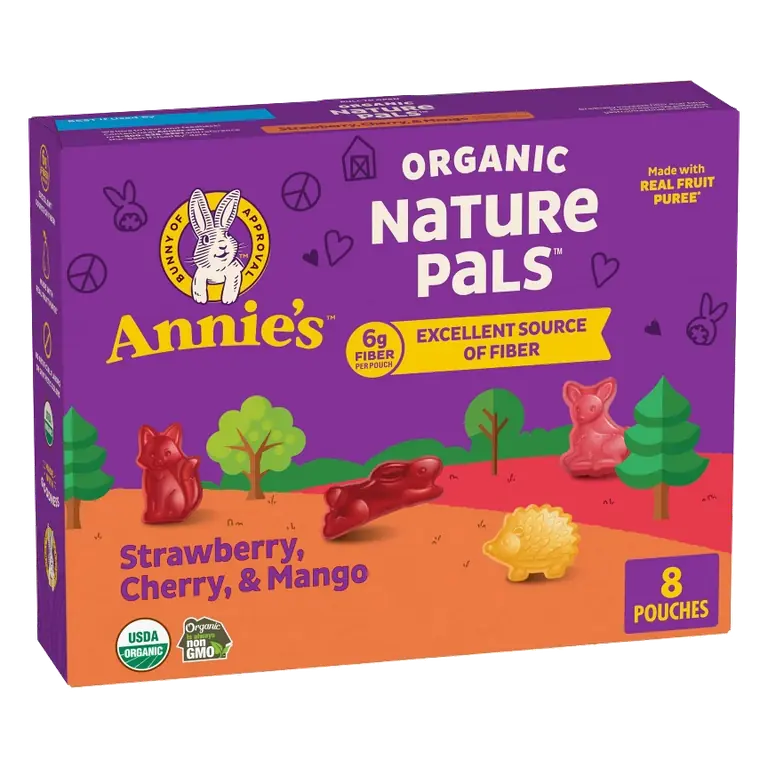 Annie's Nature Pals Fruit Snack Strawberry Cherry Mango Fruit Snacks Box, 5.6oz/8ct