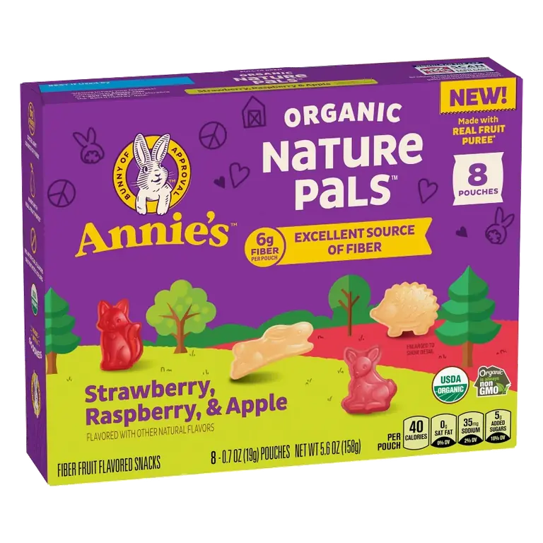 Annie's Nature Pals Strawberry Raspberry Apple Fruit Snacks Box, 5.6oz/8ct