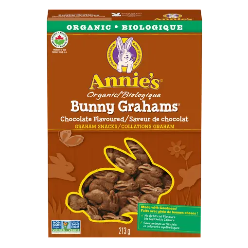Chocolate Flavoured Organic Graham Snacks Bunny Grahams 213 g