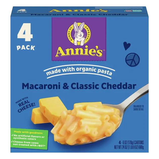 Annie's Classic Mild Cheddar Macaroni and Cheese, 4-6 oz Boxes