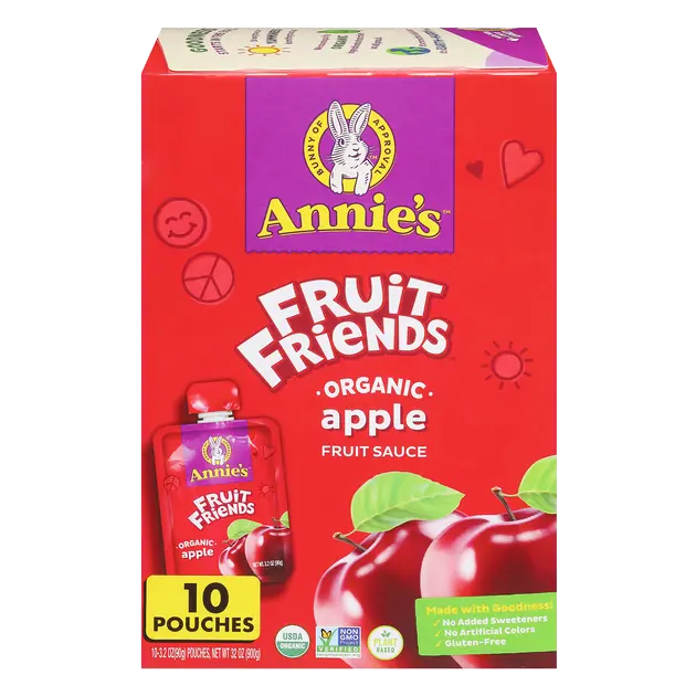 Annie's Fruit Sauce, Organic, Apple, 10-3.2 oz Pouches