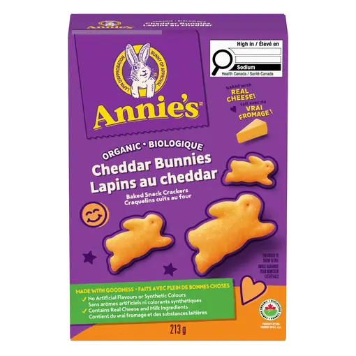 Organic Baked Snack Crackers Cheddar Bunnies 213 g
