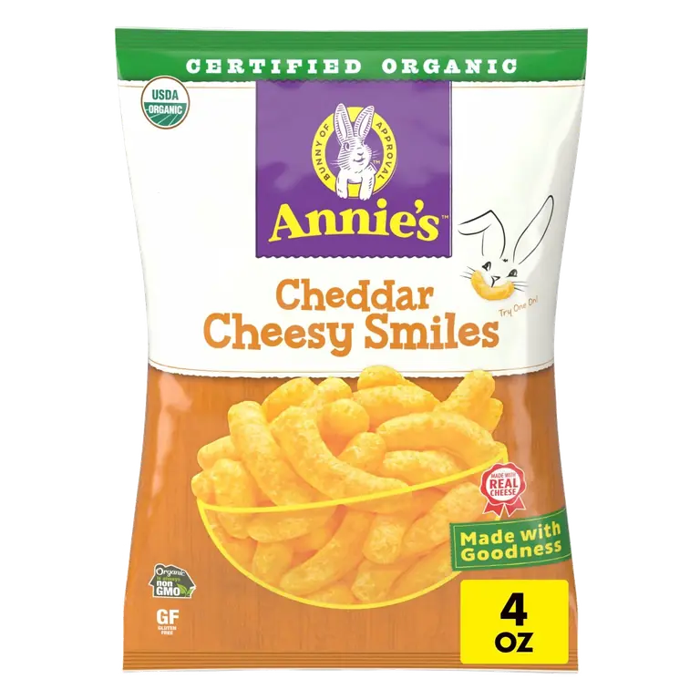 Organic Cheddar Cheesy Smiles, Baked Puffed Corn
