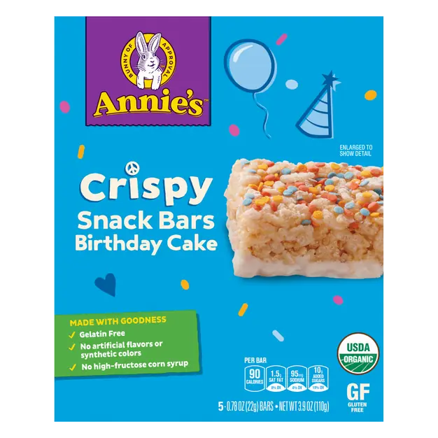 Organic Crispy Birthday Cake Snack Bars - 5 ct