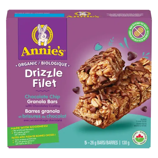 Organic Granola Bars Drizzle Chocolate Chip 130 g