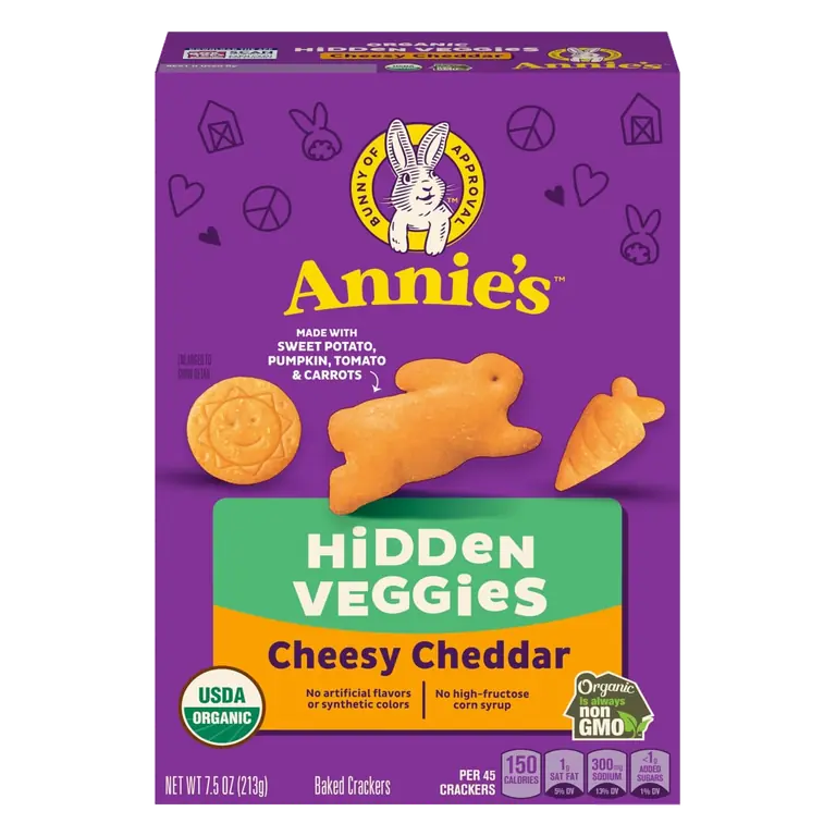 Organic Hidden Veggies Cheesy Cheddar Baked Snack Crackers