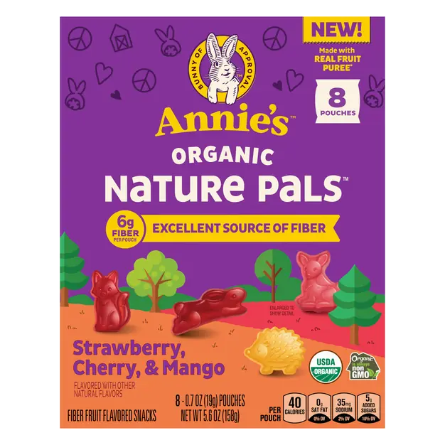 Organic Strawberry Cherry & Mango Fiber Fruit Snacks - 8 ct