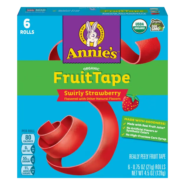 Organic Swirly Strawberry Fruit Tape - 6 ct