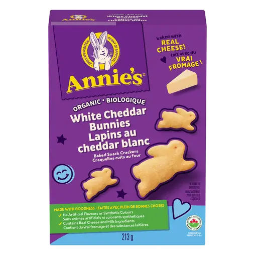 Organic White Cheddar Bunnies Baked Snack Crackers 213 g