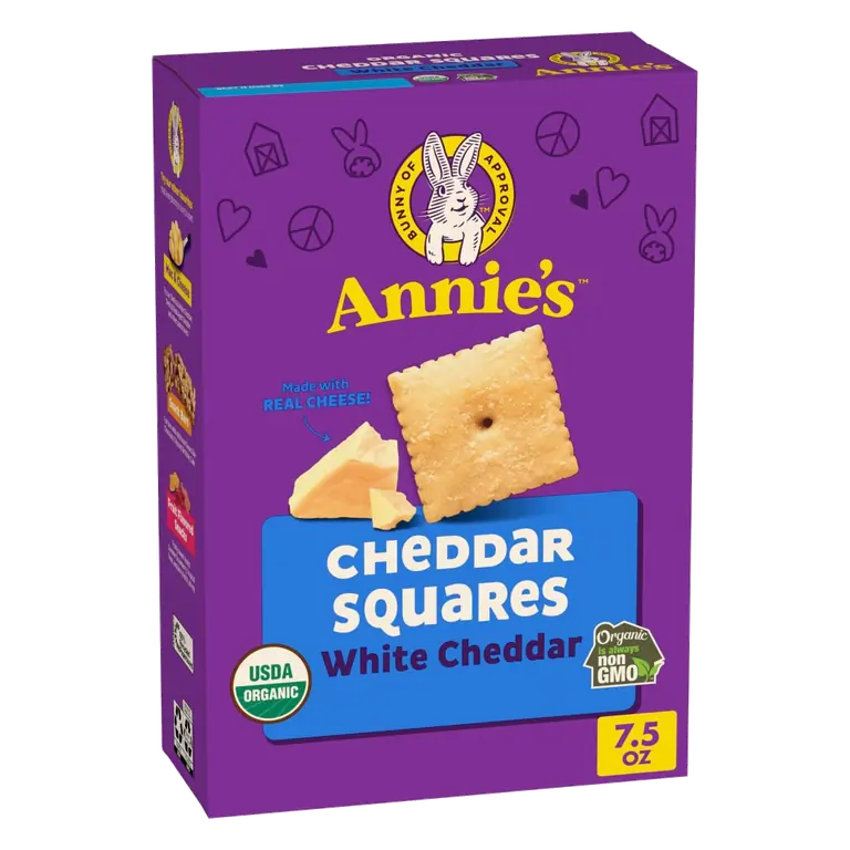 Organic White Cheddar Squares Baked Snack Crackers