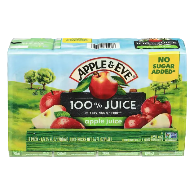 100% Apple Juice Boxes No Sugar Added - 8 pk