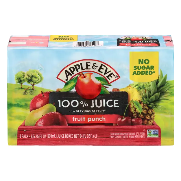Fruit Punch Juice Boxes No Sugar Added - 8 pk