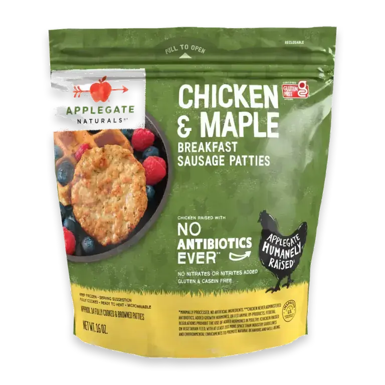 Natural Chicken & Maple Frozen Breakfast Sausage Patties