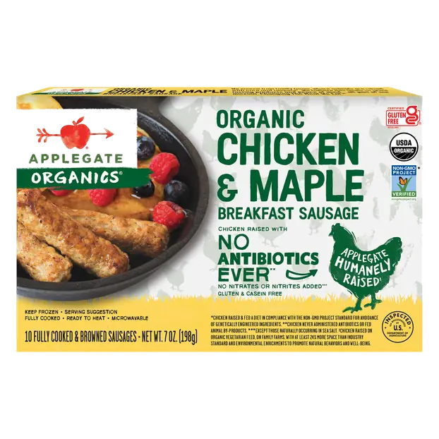 Organics Maple & Chicken Breakfast Sausage Links - 10 ct Frozen