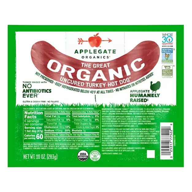 the Great Organic Uncured Turkey Hot Dog