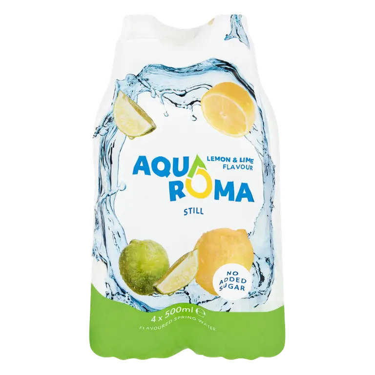 Aqua Roma Still Lemon & Lime Flavoured Spring Water 4 x 500ml