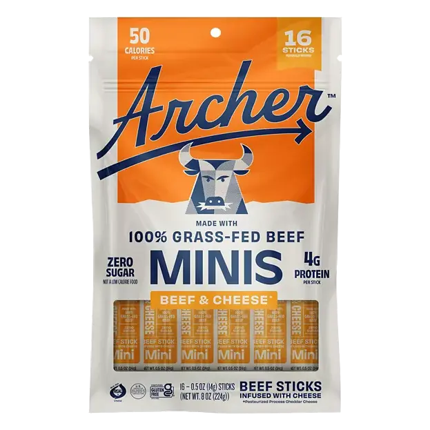 Grass-Fed Mild Beef & Cheese Minis Beef Sticks