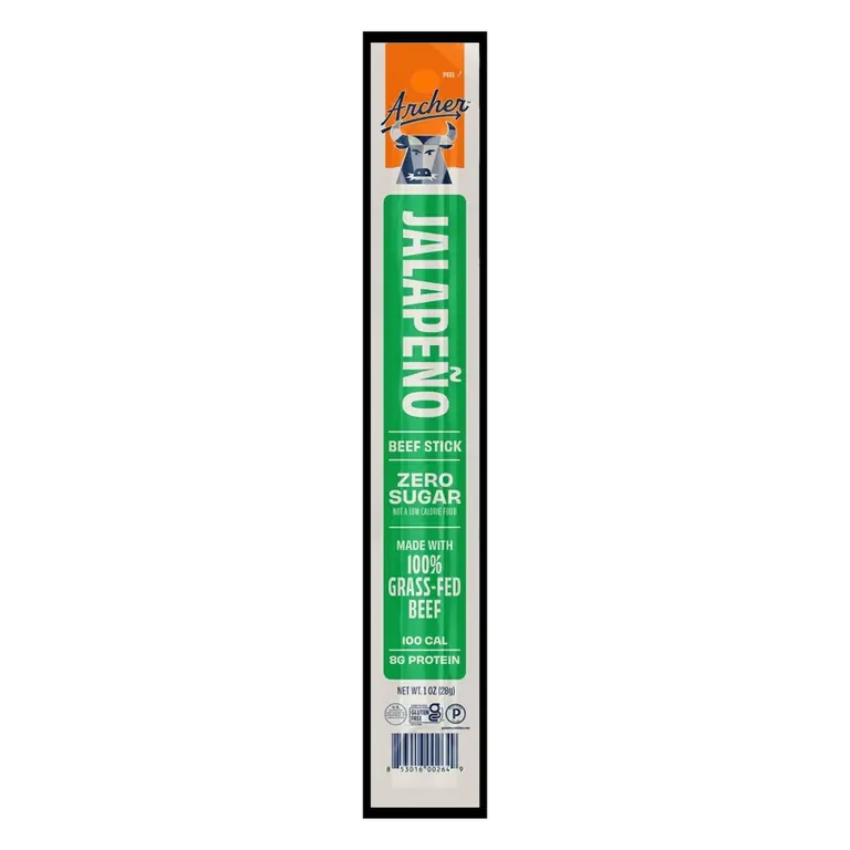 Archer Jerky Jalapeno Beef Jerky Stick, 1oz: Sugar-Free, Gluten-Free, 8g Protein
