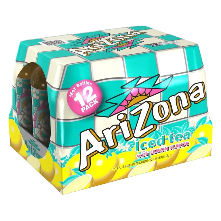 AriZona Iced Tea with Lemon Flavor, 12pk/16 fl oz Bottles: Caffeinated