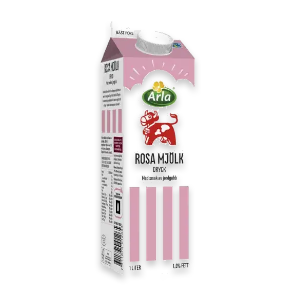 Rosa Jordgubb Mjölkdryck 1%