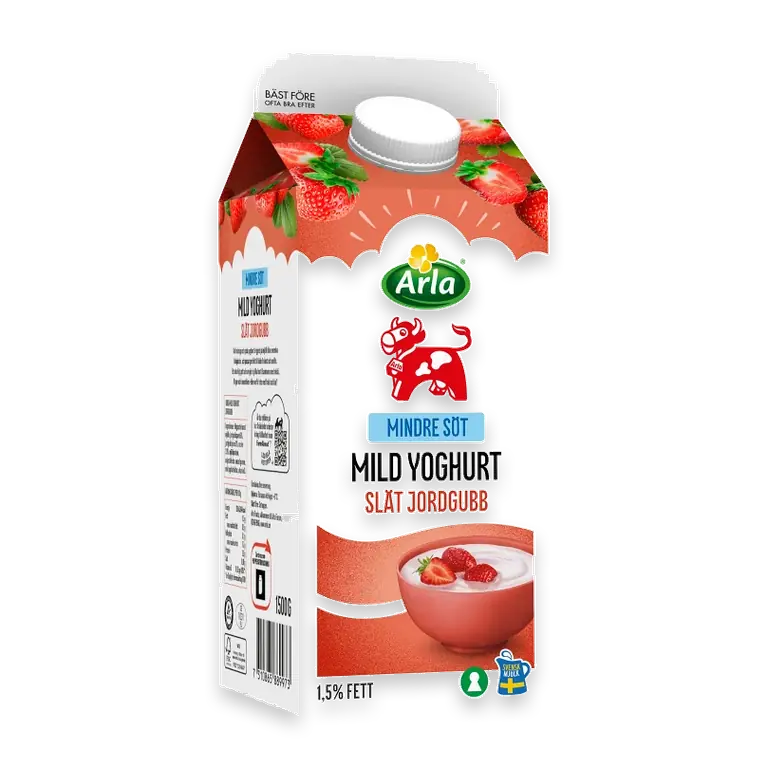 Yoghurt Mild Jordgubb 1,5% lättsockrad 1500g Arla Ko®