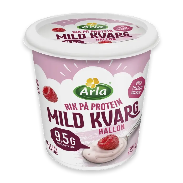 Kvarg Mild Hallon 0,2% Laktosfri 1000g Arla®