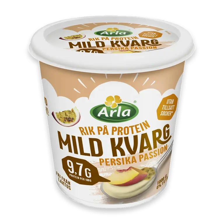Kvarg Mild Persika Passion Laktosfri 0,2% 1000g Arla®