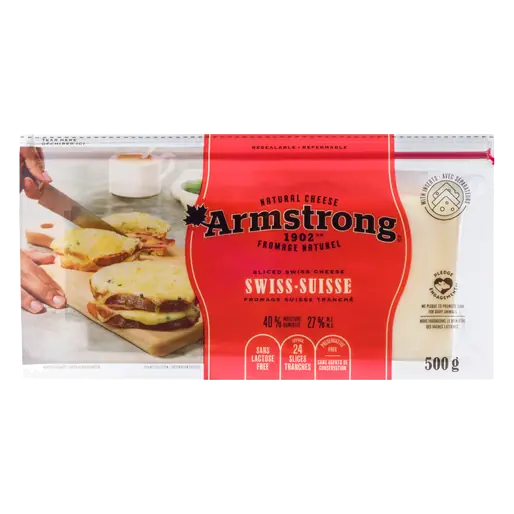 Lactose-Free Sliced Cheese Swiss 24 Slices 500 g