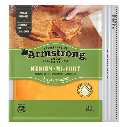 Sliced Cheese Medium Cheddar 12 Slices 240 g